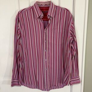 Bugatchi Uomo Men’s Striped Button Down Shirt Size Medium